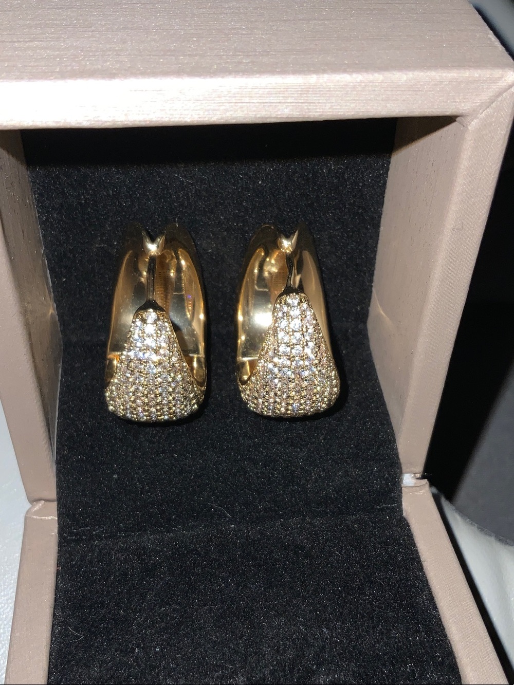 Gold Pavé Huggie Earrings - Elegant Women Jewelry